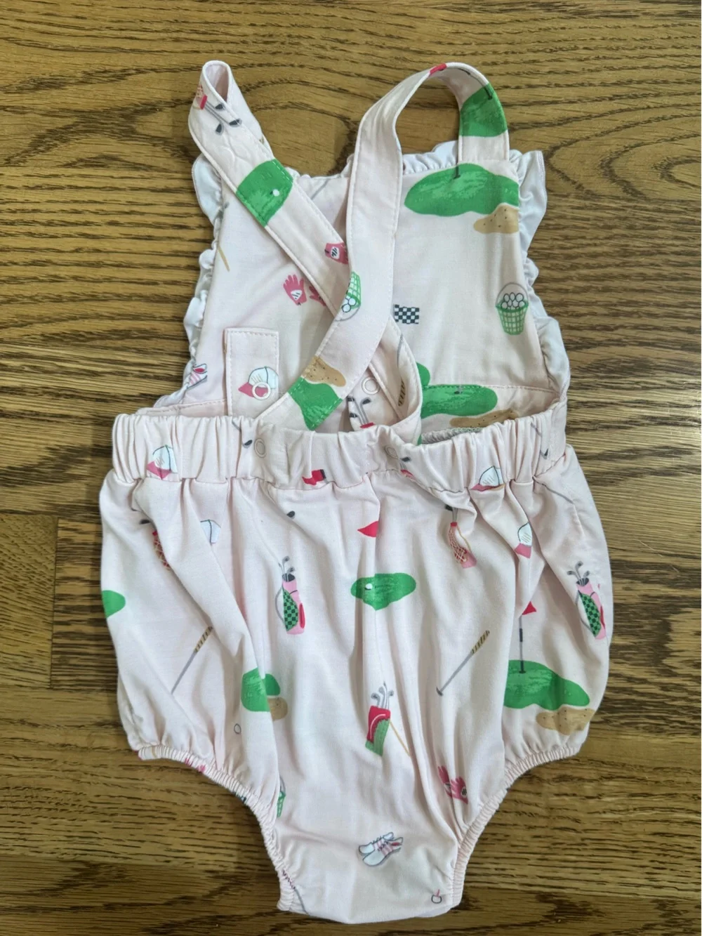 Angel Dear Pink Golf-Print Girls' One-Piece Romper
